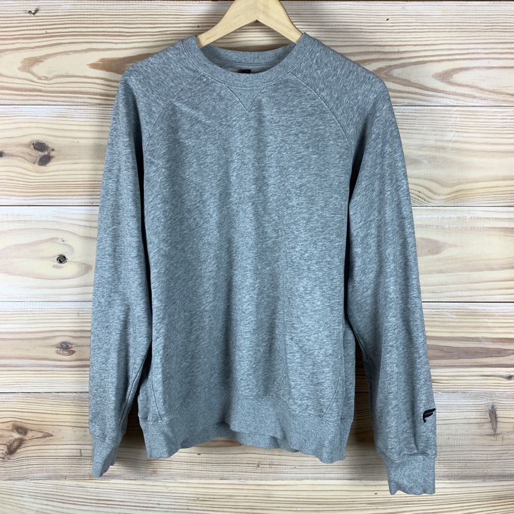 Fabletics Sweatshirt Mens L Grey Raglan Sleeve French Terry Crewneck